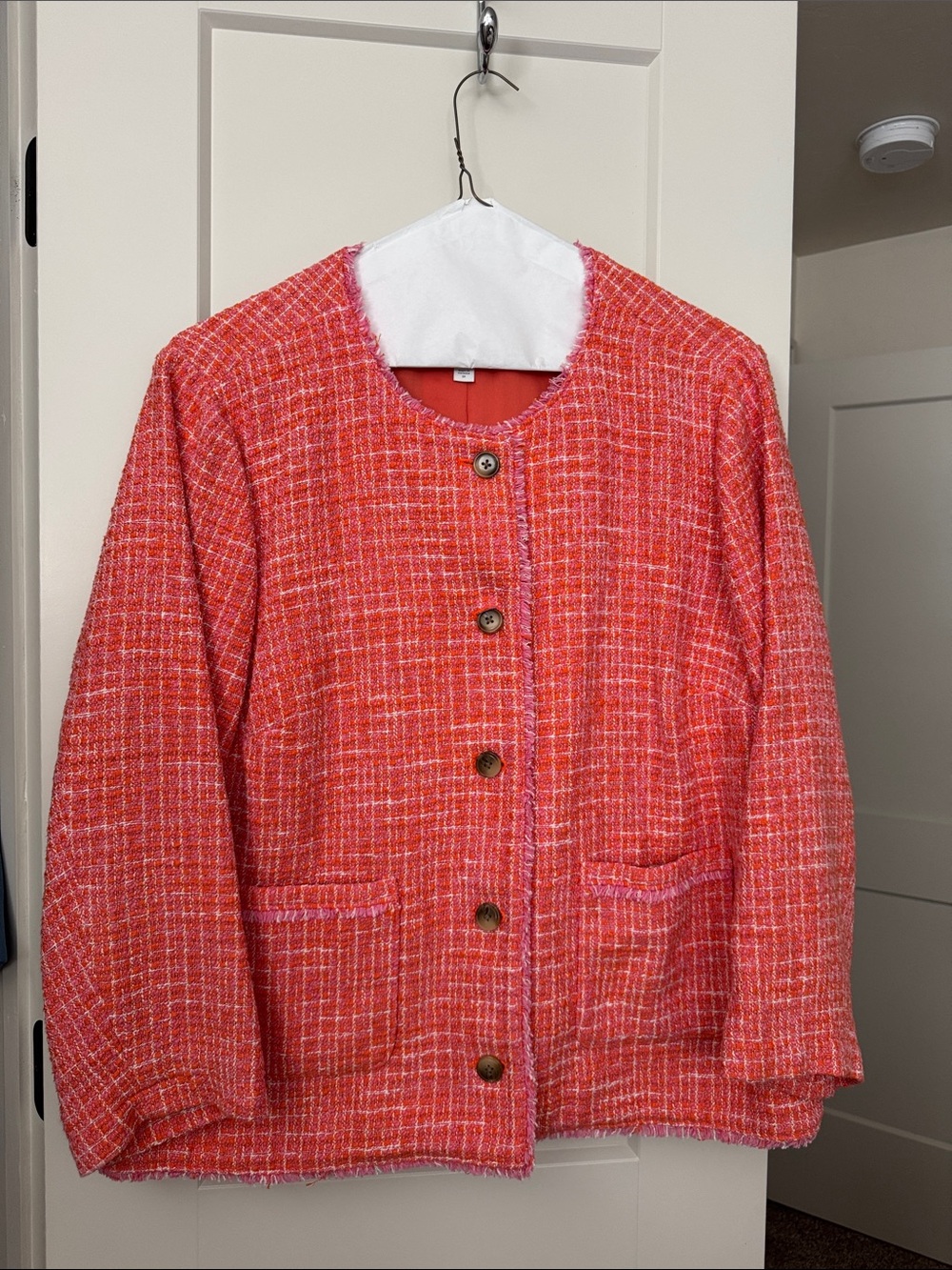 J. Jill Coral Tweed Button-Front Jacket
